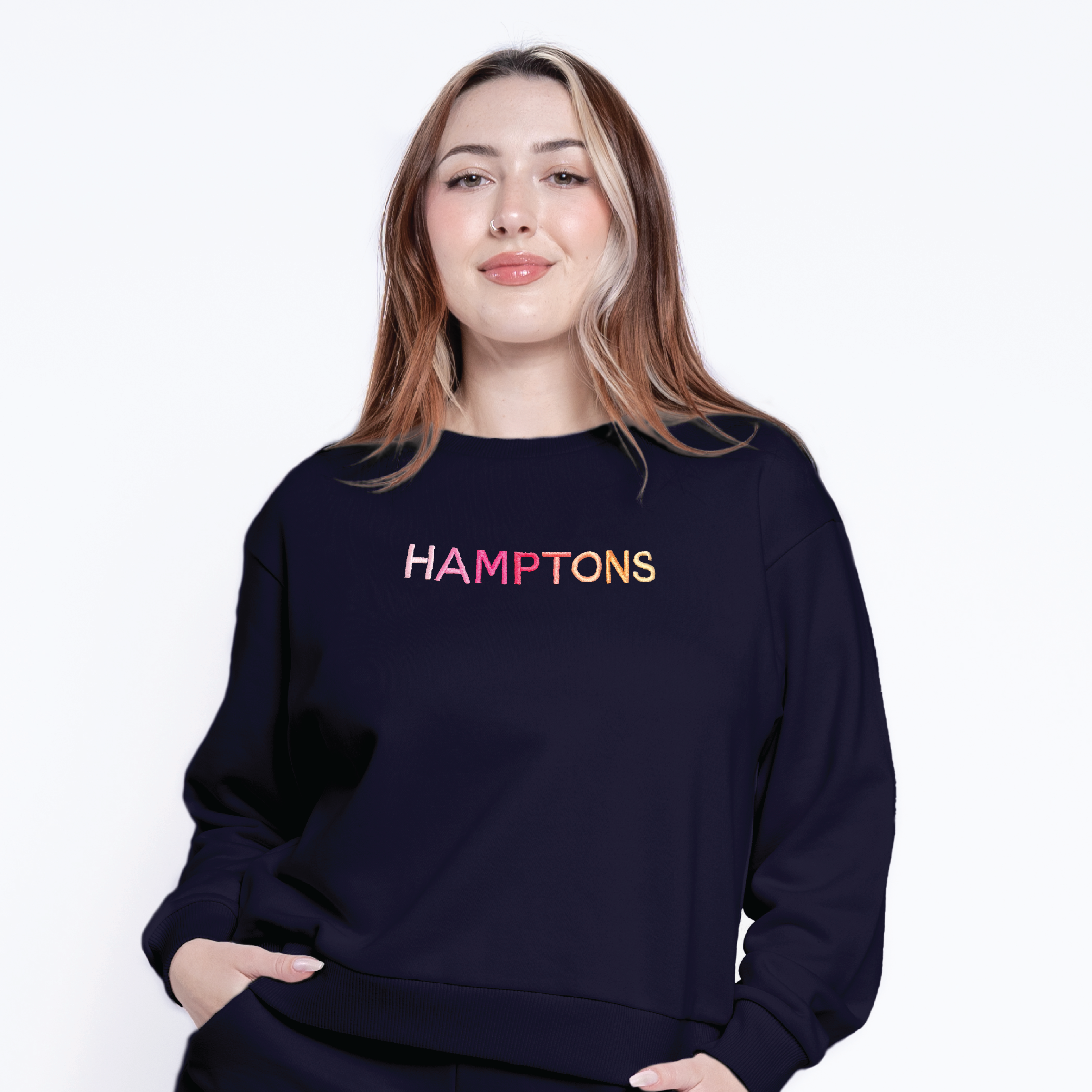 HAMPTONS Polished French Terry Crew Evening Blue<br /> PINK Shades image 1