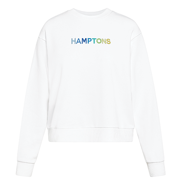 HAMPTONS Polished French Terry Crew White <br /> Blue Shades image 0
