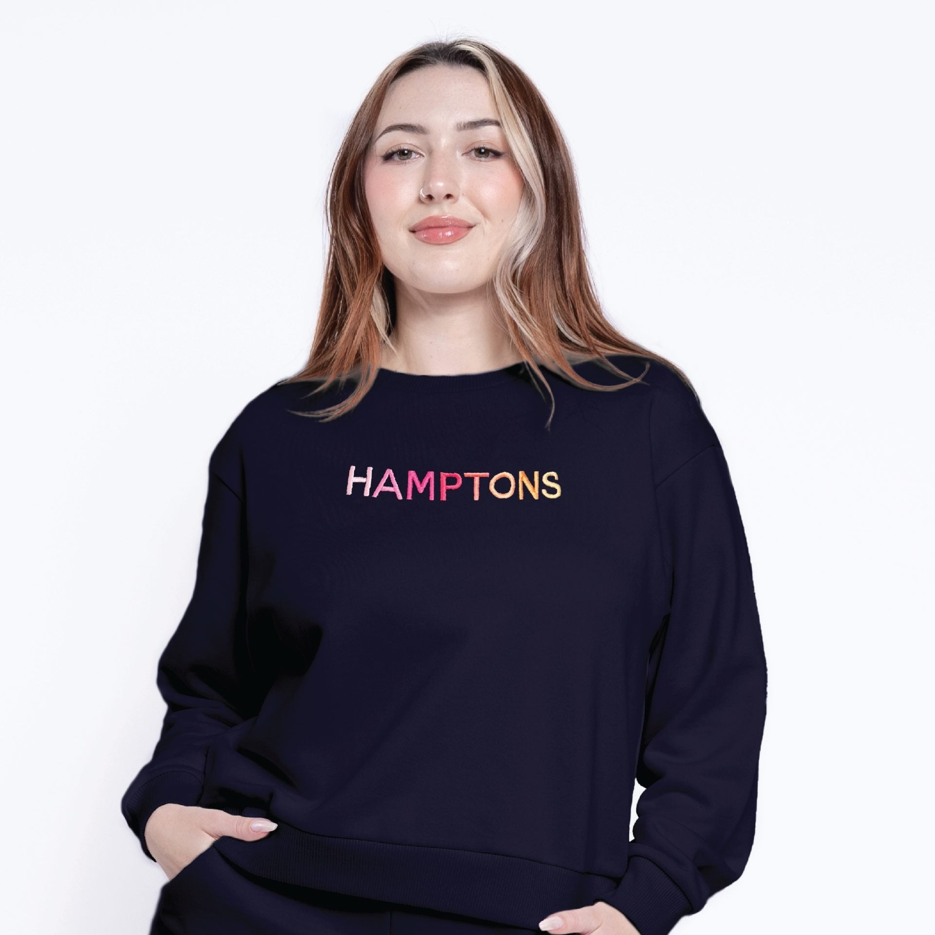 HAMPTONS Polished French Terry Crew Evening Blue<br /> PINK Shades image 0