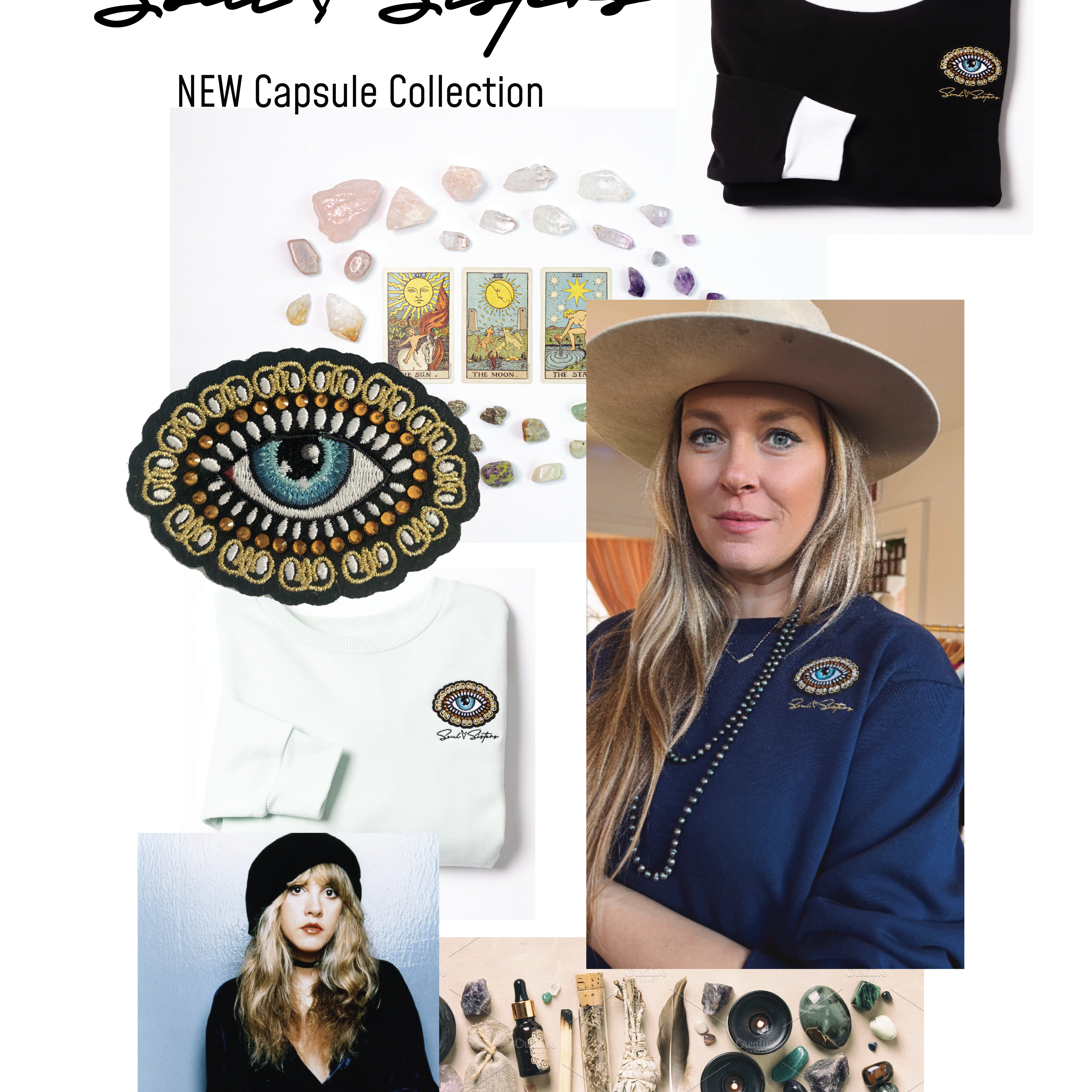 Soul Sister Eye Jeweled Patch Crew - Evening Blue image 3