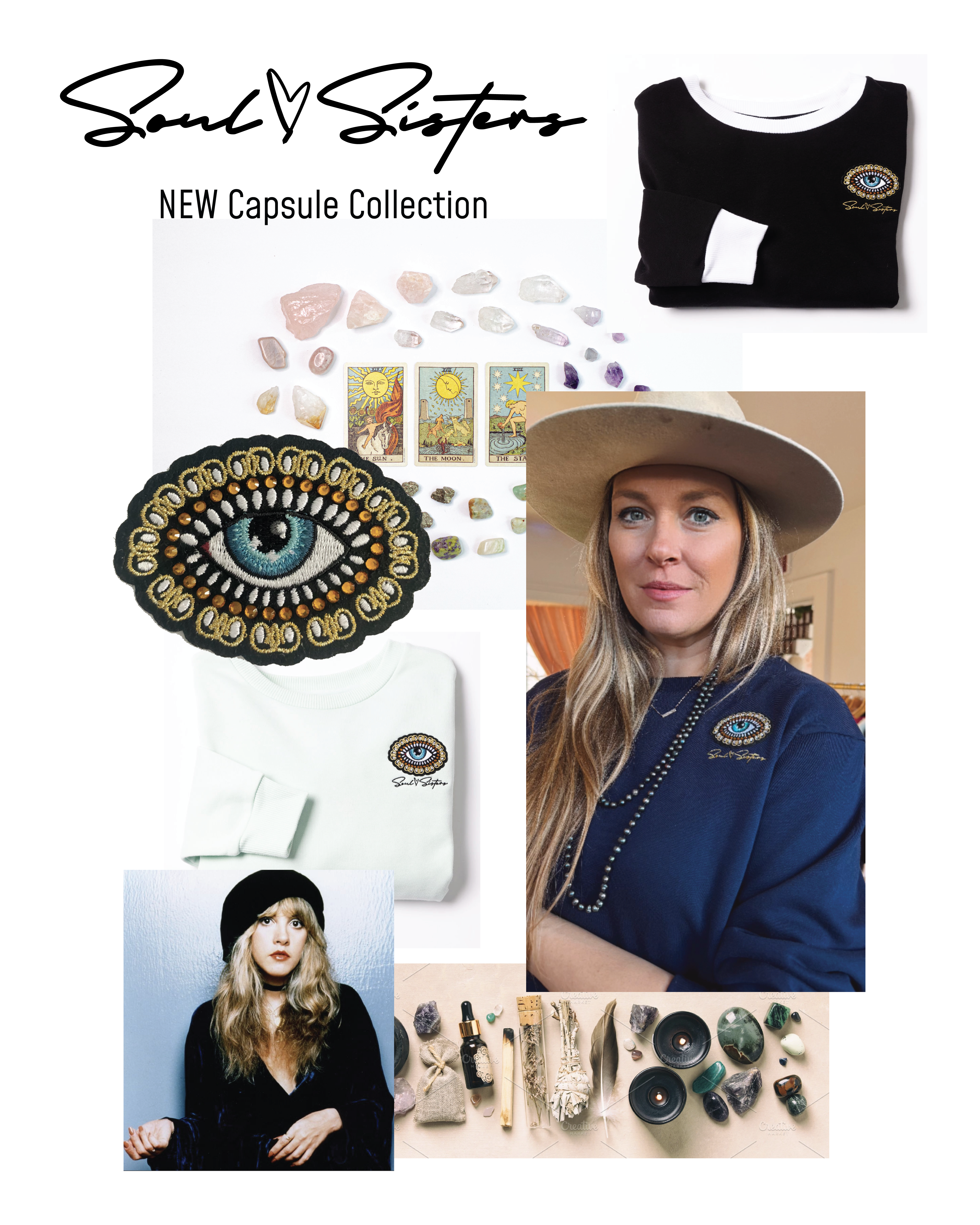 Soul Sister Eye Jeweled Patch Crew - Evening Blue image 3