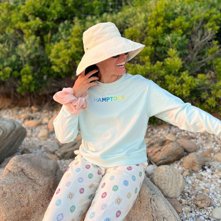 HAMPTONS Polished French Terry Crew Pale Mint <br /> Blue Shades image 3