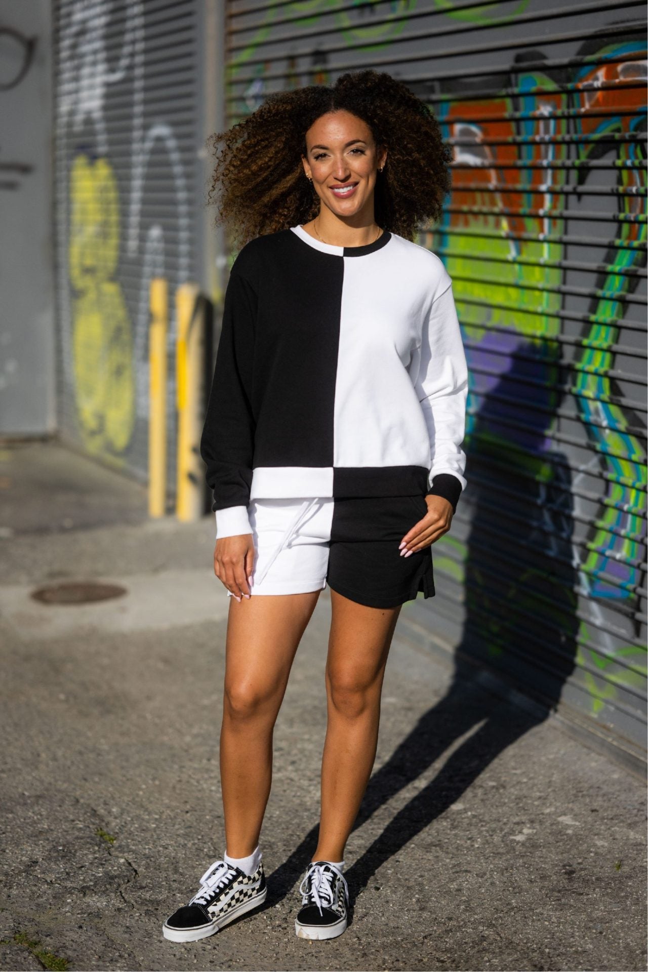 Black & White Multi-Mix Polished French Terry Crewneck Sweatshirt image 2