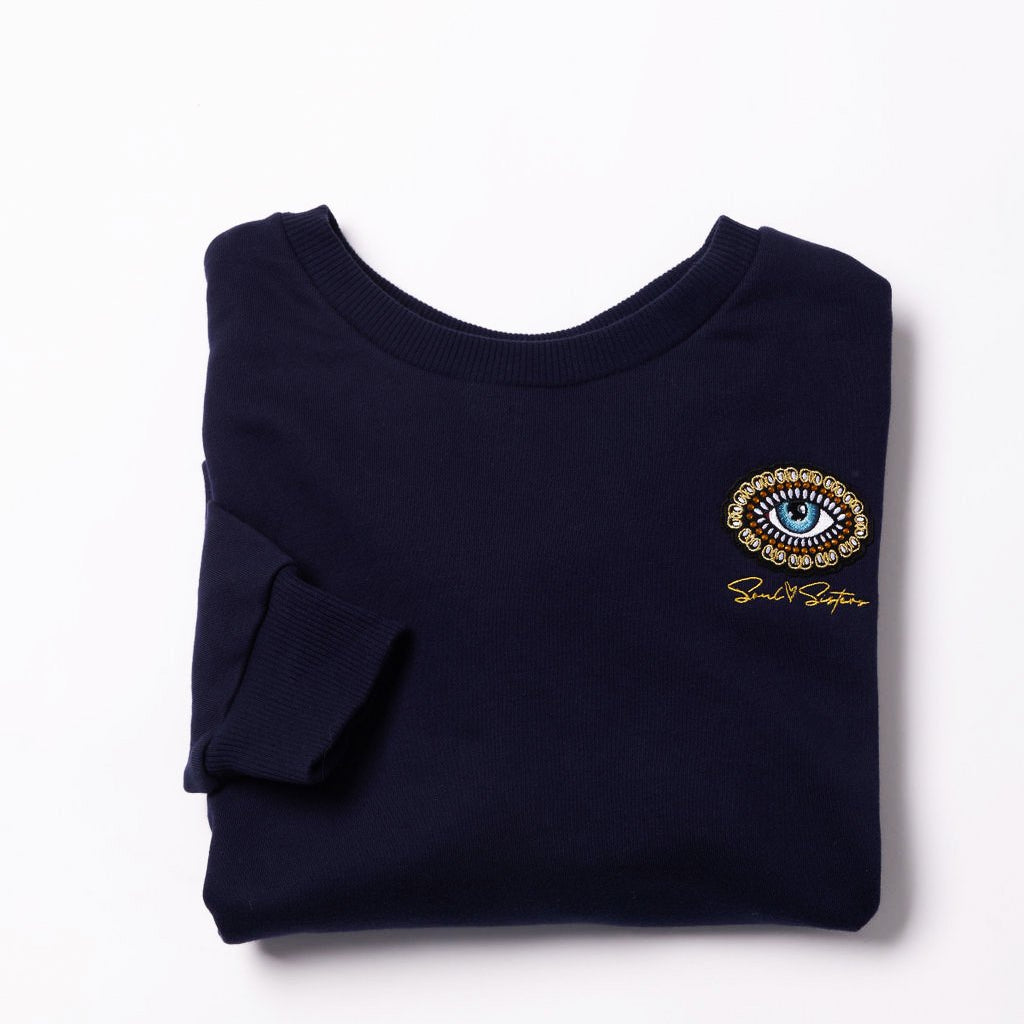 Soul Sister Eye Jeweled Patch Crew - Evening Blue image 1