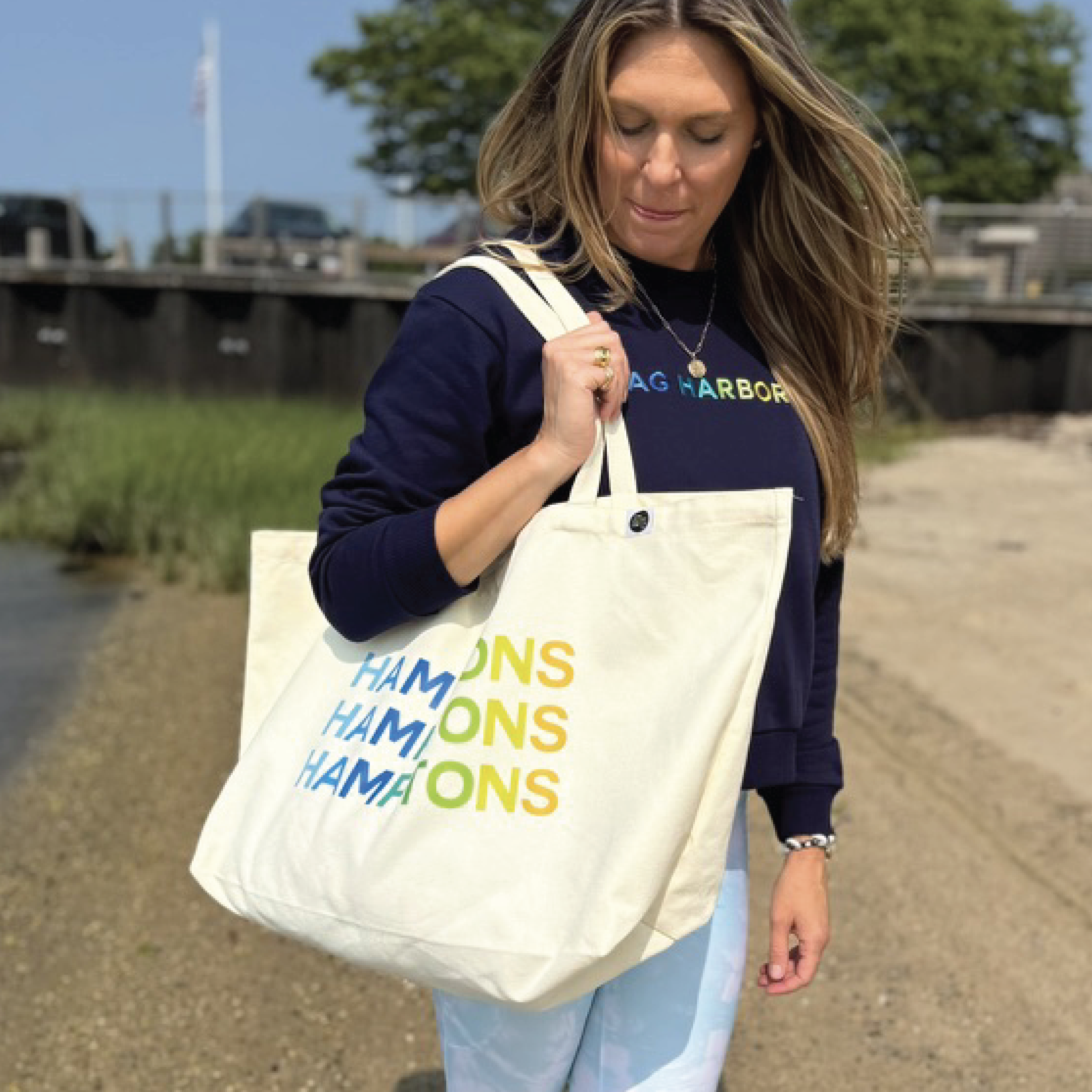 XL HAMPTONS Beach Tote - blue shades image 0