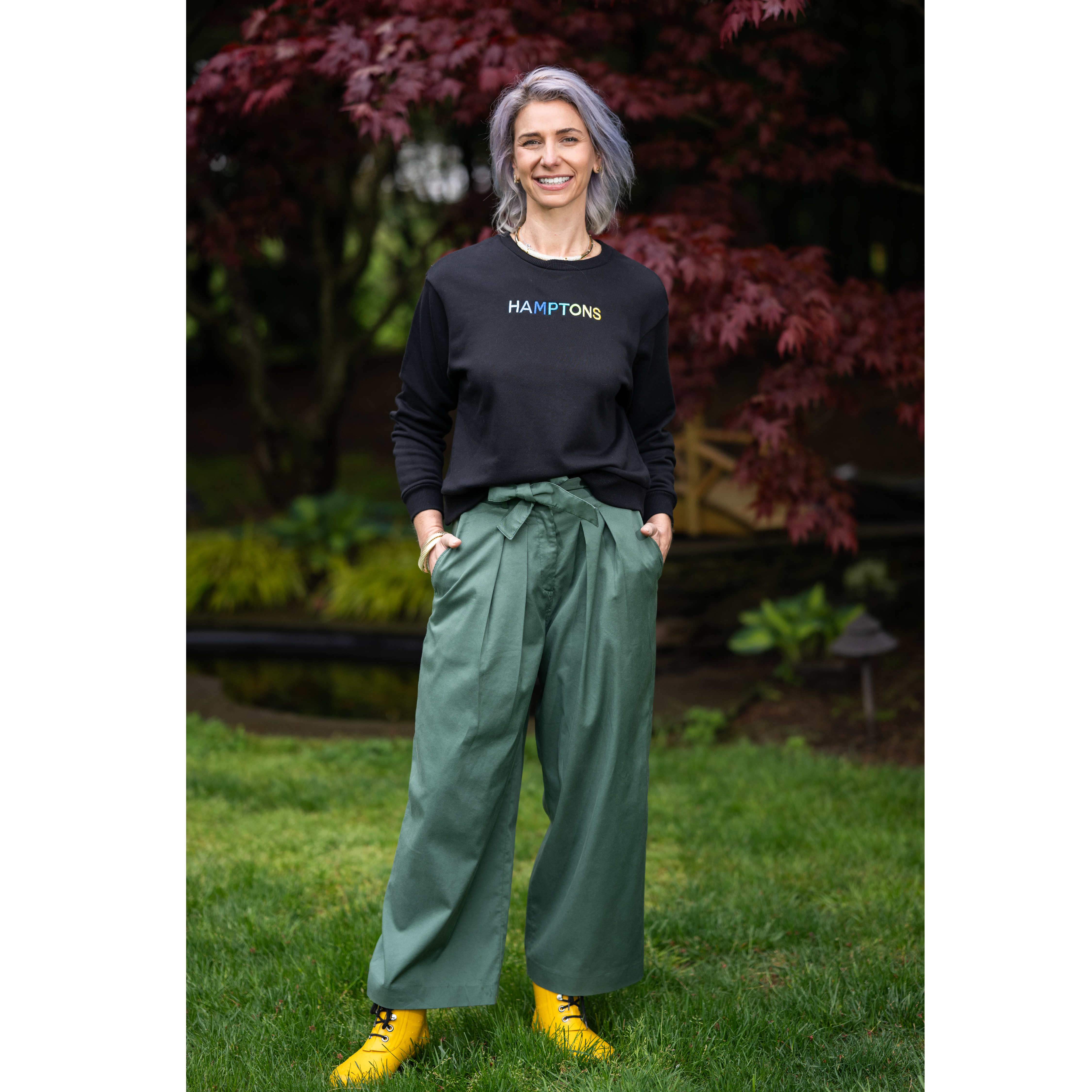 HAMPTONS Polished French Terry Crew Black <br/> Blue Shades image 4