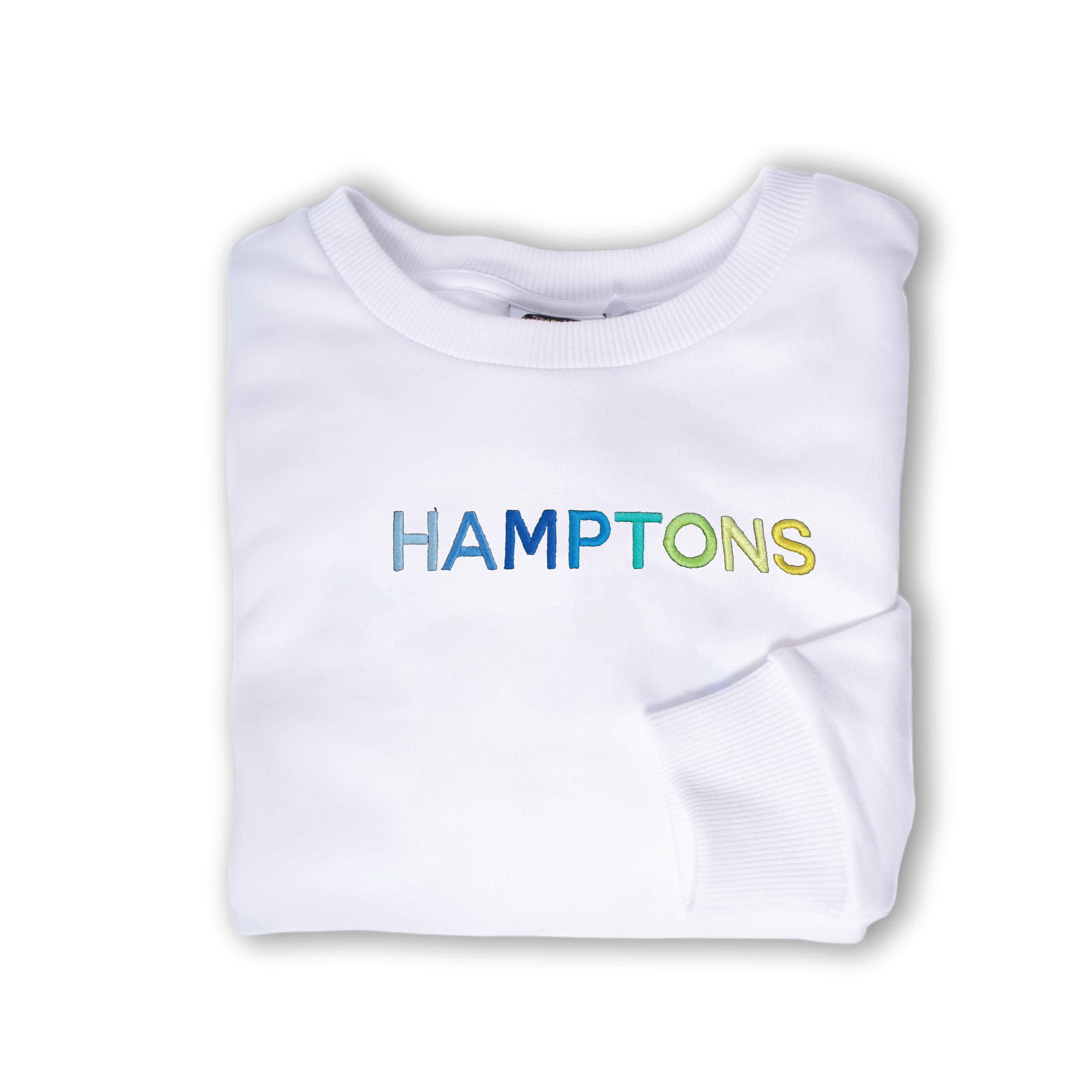 HAMPTONS Polished French Terry Crew White <br /> Blue Shades image 1