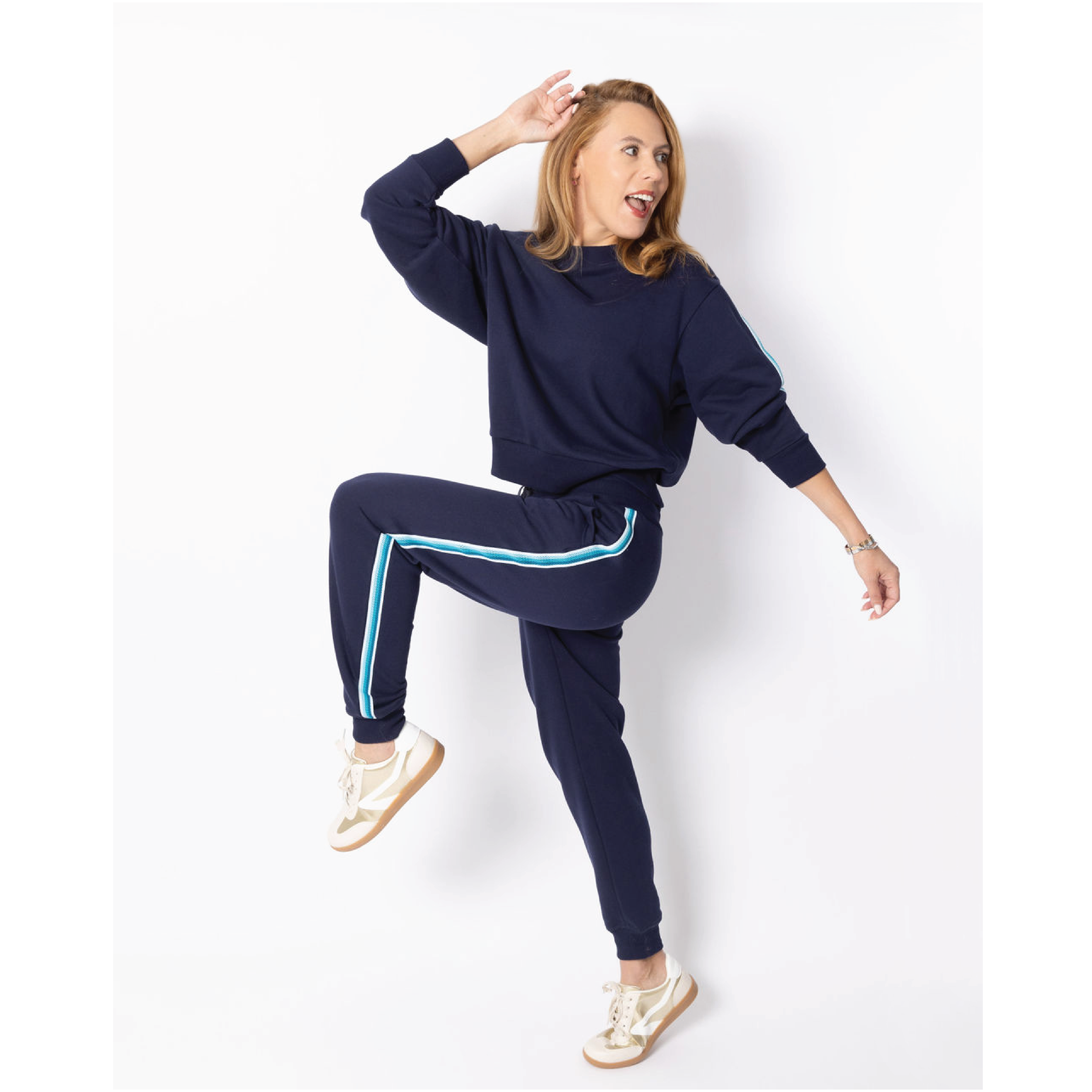 Sporty Gradient Stripe Crew <br /> Evening Blue-Turq image 4