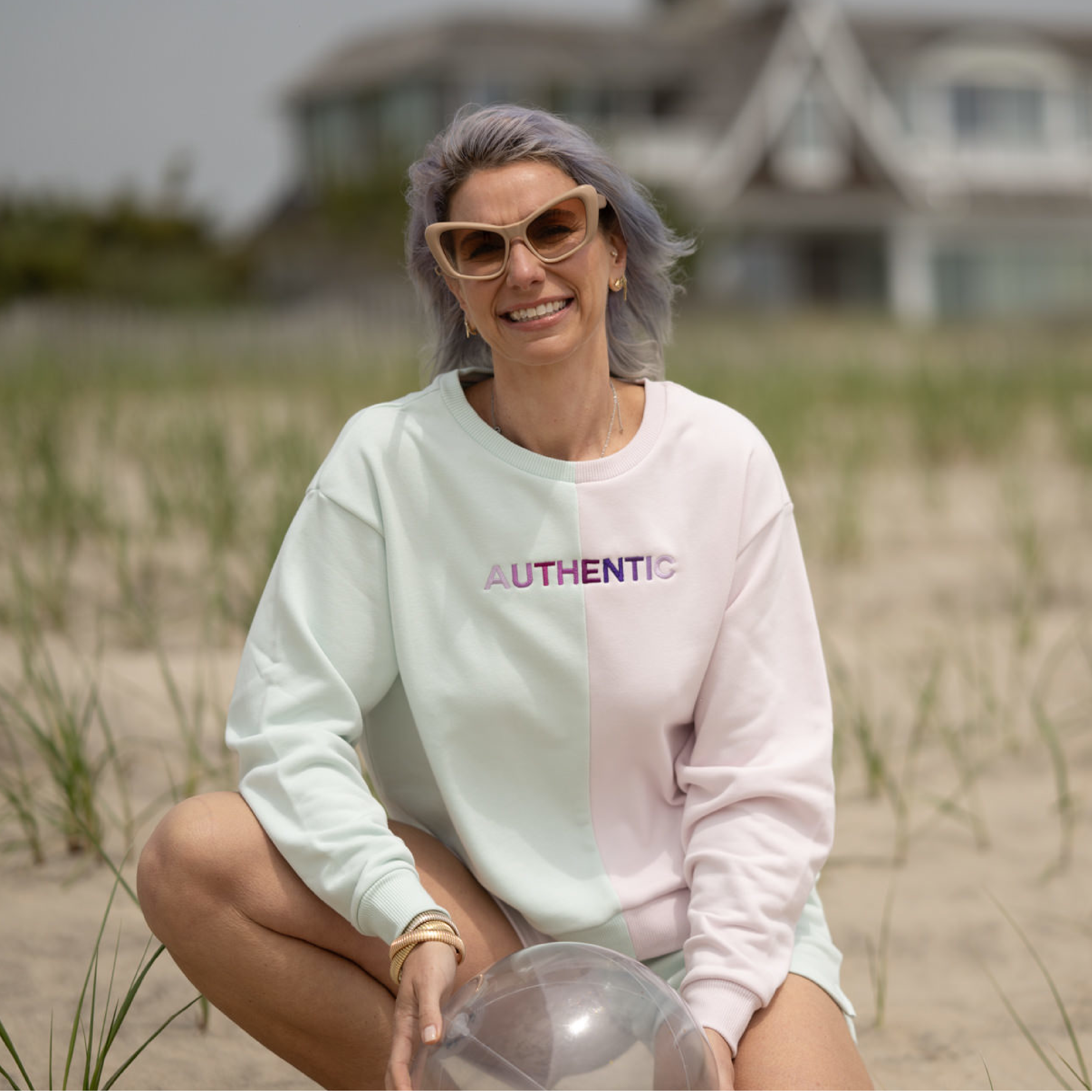 AUTHENTIC Lavender-Mint Colorblocked Crew - Purple Shades image 0