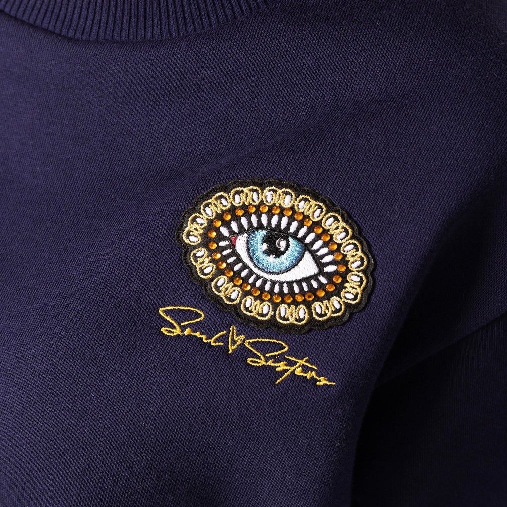 Soul Sister Eye Jeweled Patch Crew - Evening Blue image 4