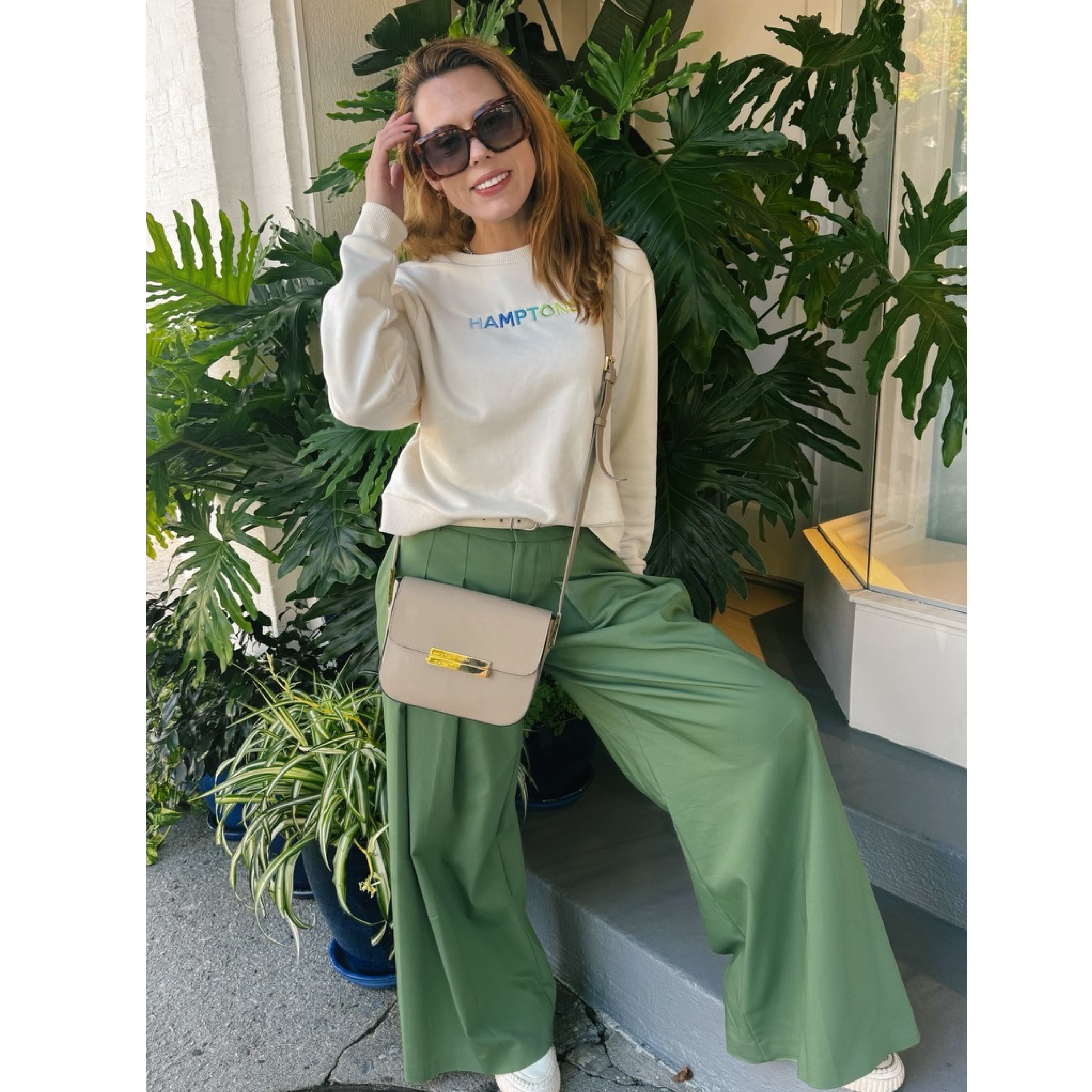 HAMPTONS Polished French Terry Crew White Sand<br /> Blue Shades image 3