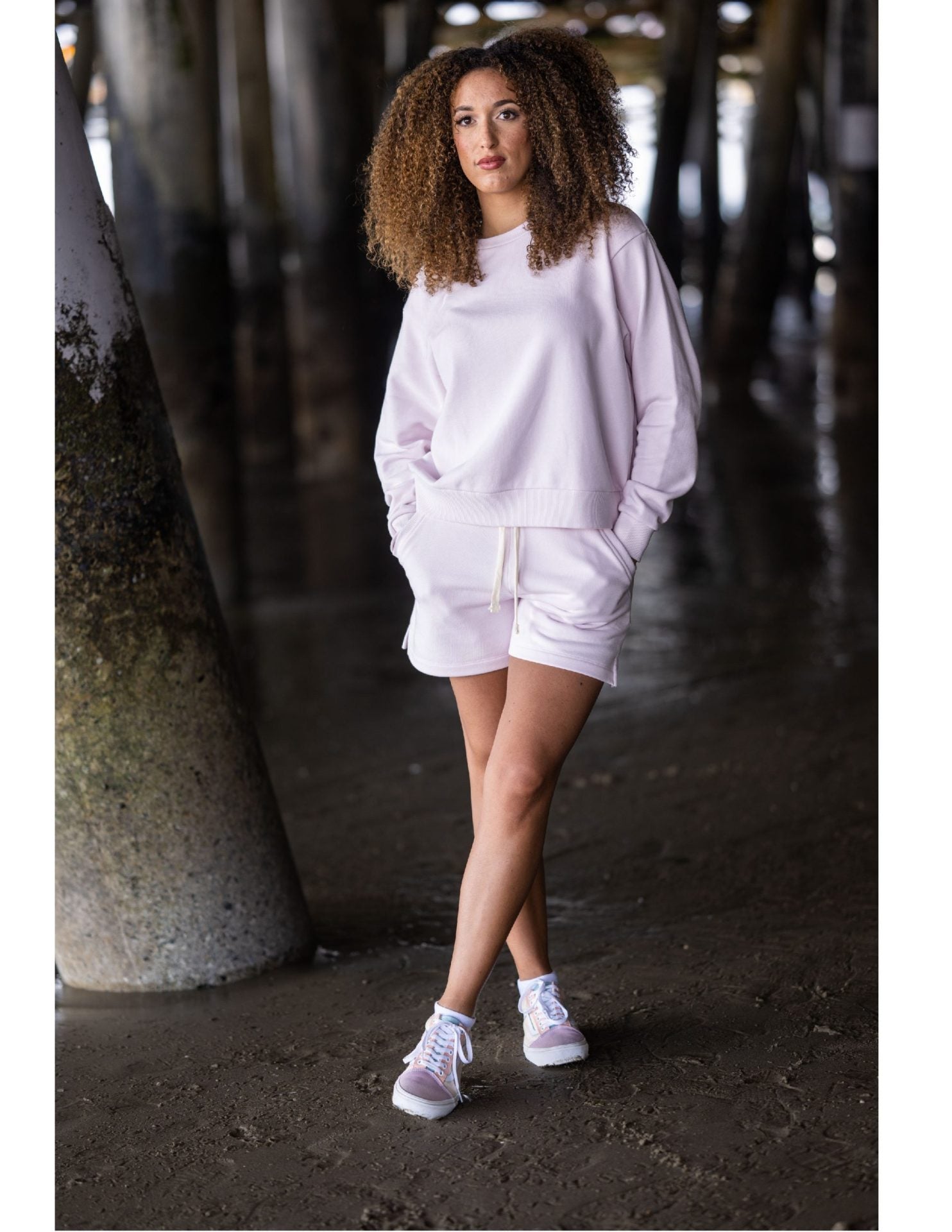 Solid French Terry Pocket Shorts - Pale Lavender image 1