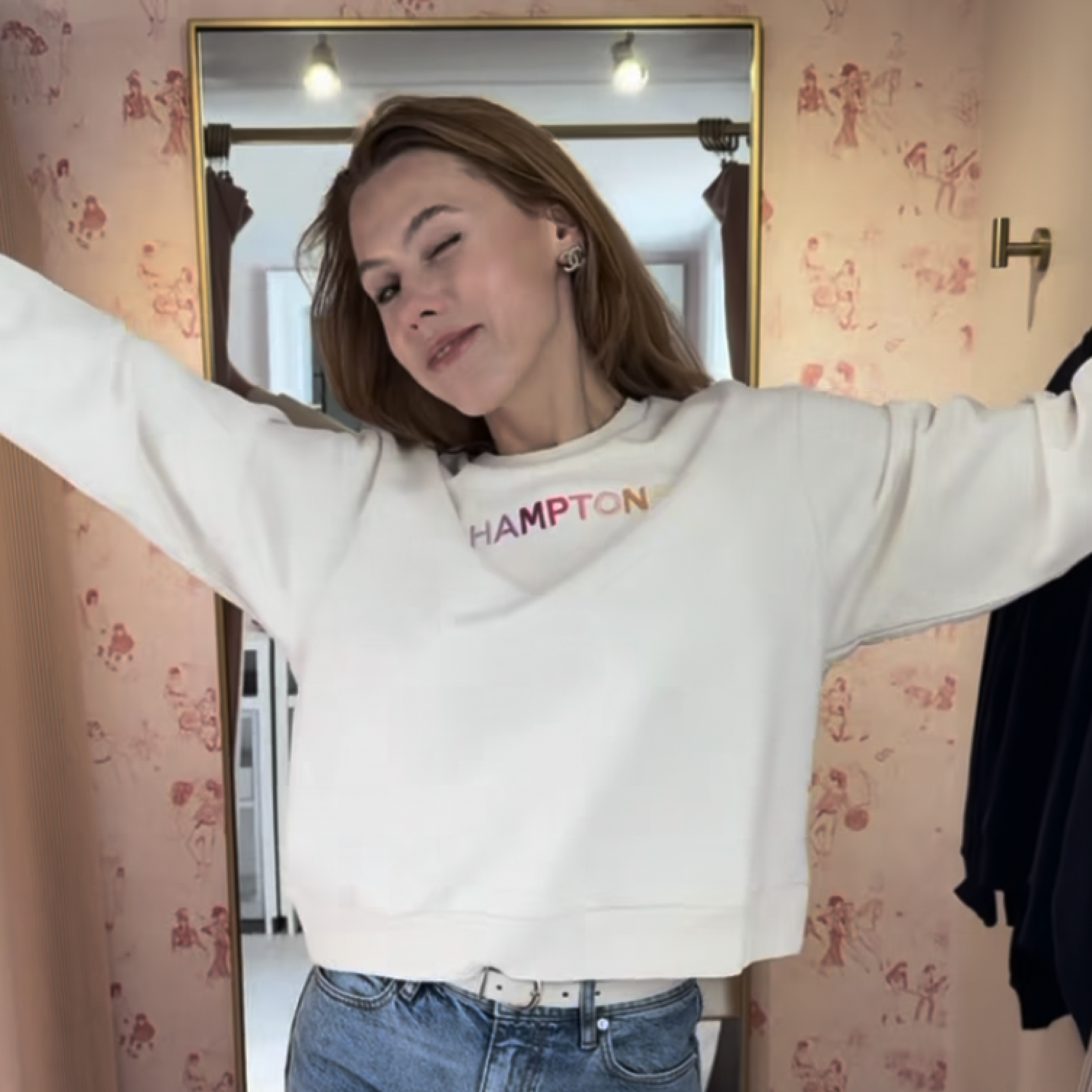 HAMPTONS Polished French Terry Crew White Sand<br /> Pink Shades image 6