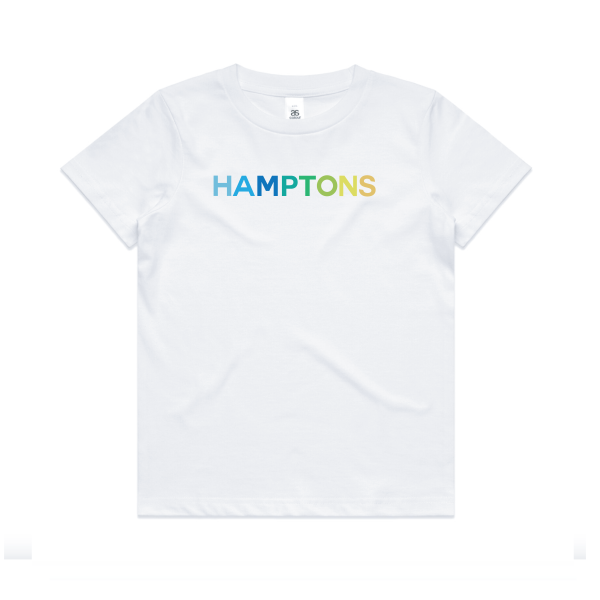 HAMPTONS Polished Cotton White KIDS T-Shirt <br /> Blue Shades image 0