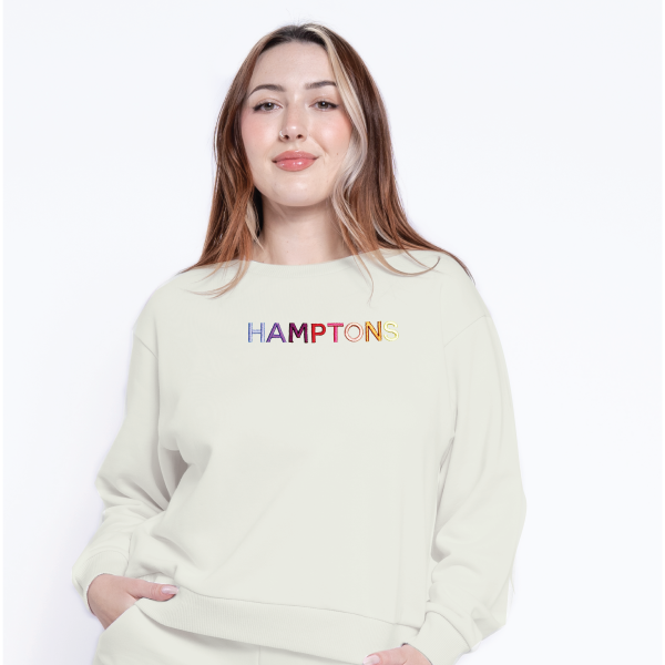 HAMPTONS Polished French Terry Crew White Sand<br /> Pink Shades image 0