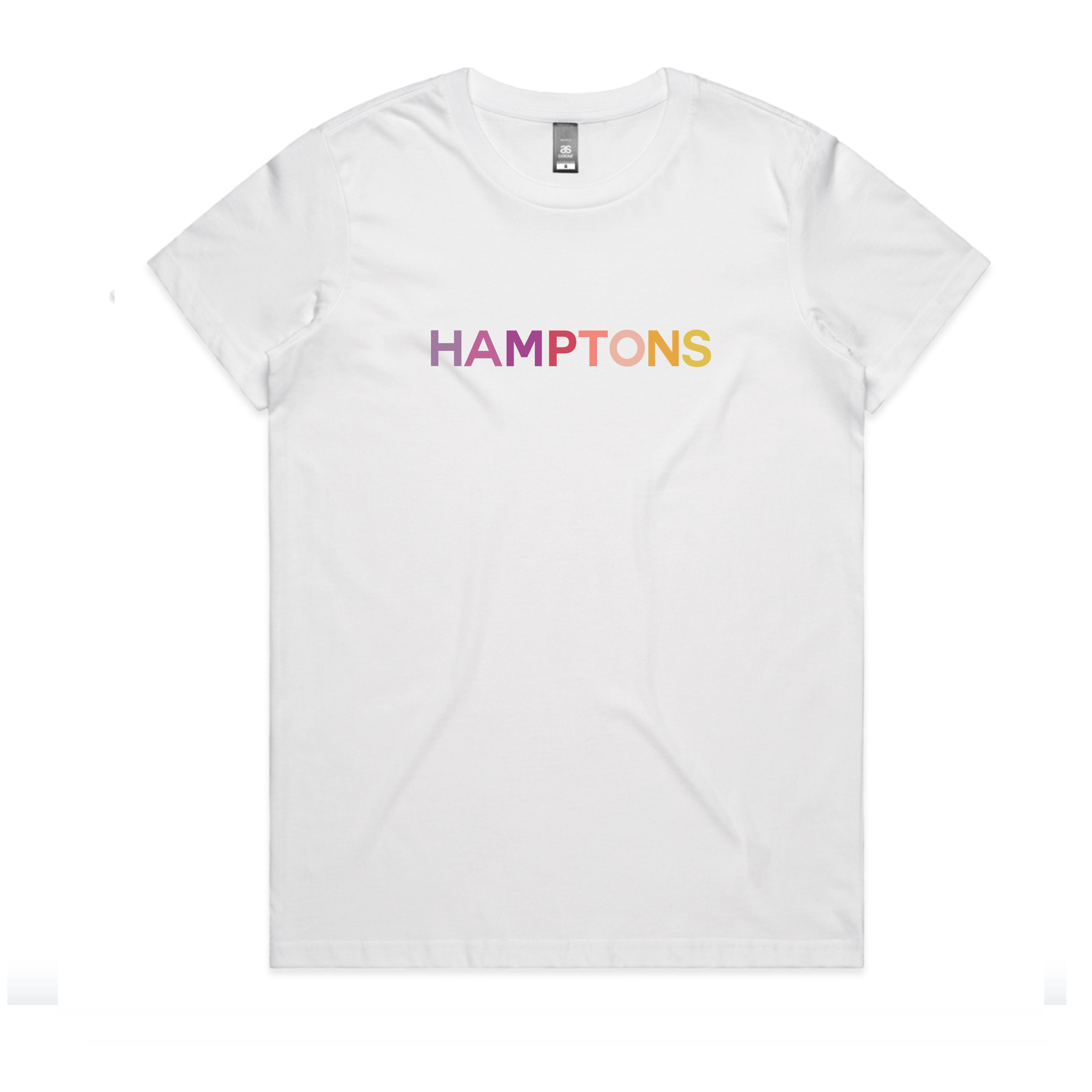 HAMPTONS Adults Polished Cotton White T-Shirt <br /> Pink Shades image 0