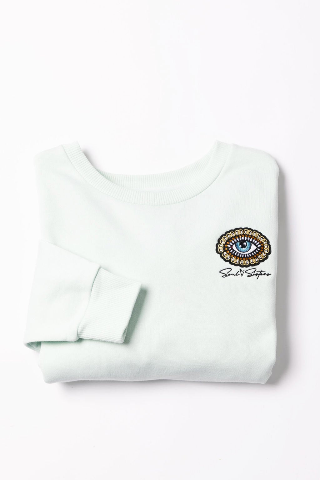 Soul Sister Eye Jeweled Patch Crew - Pale Mint image 3