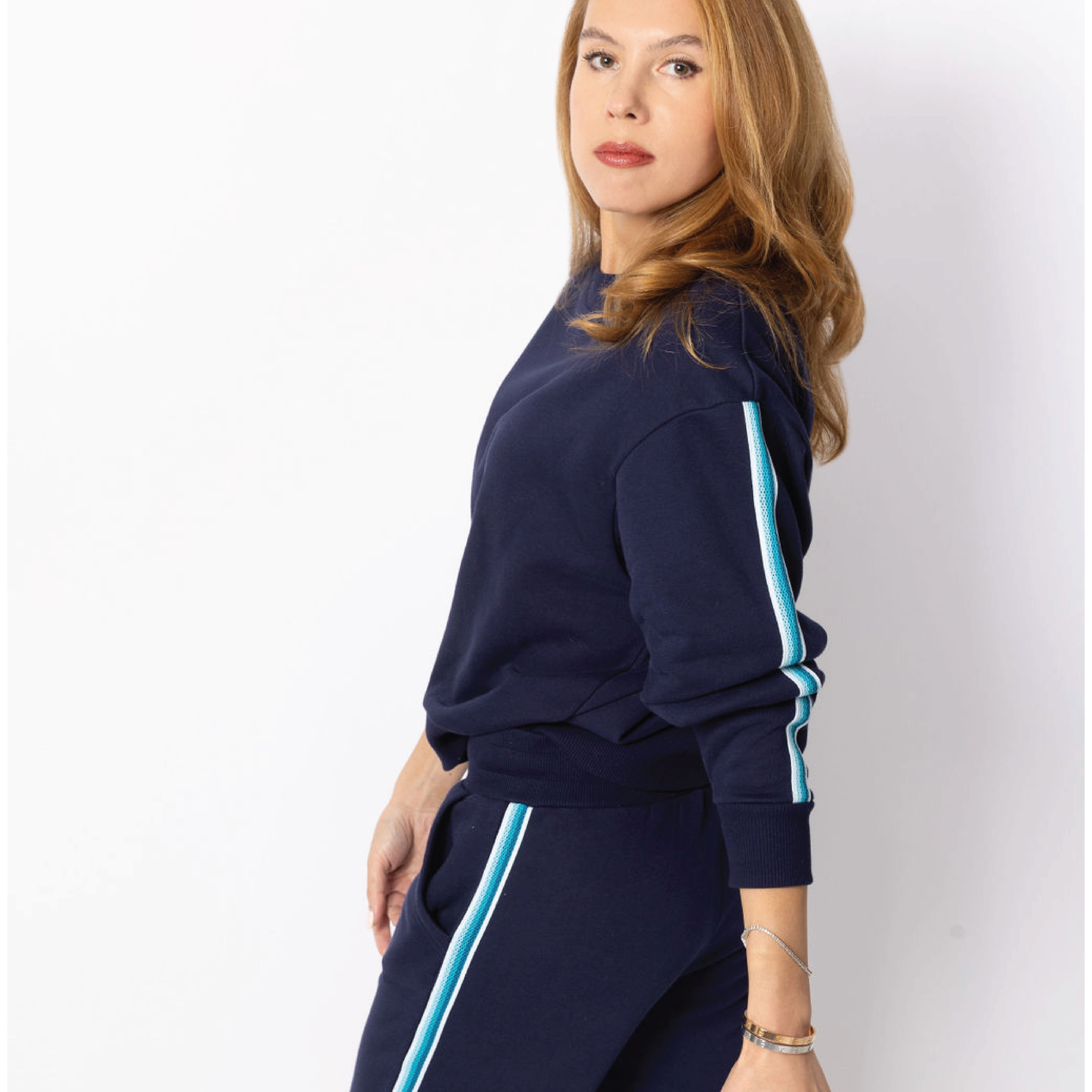 Sporty Gradient Stripe Crew <br /> Evening Blue-Turq image 2