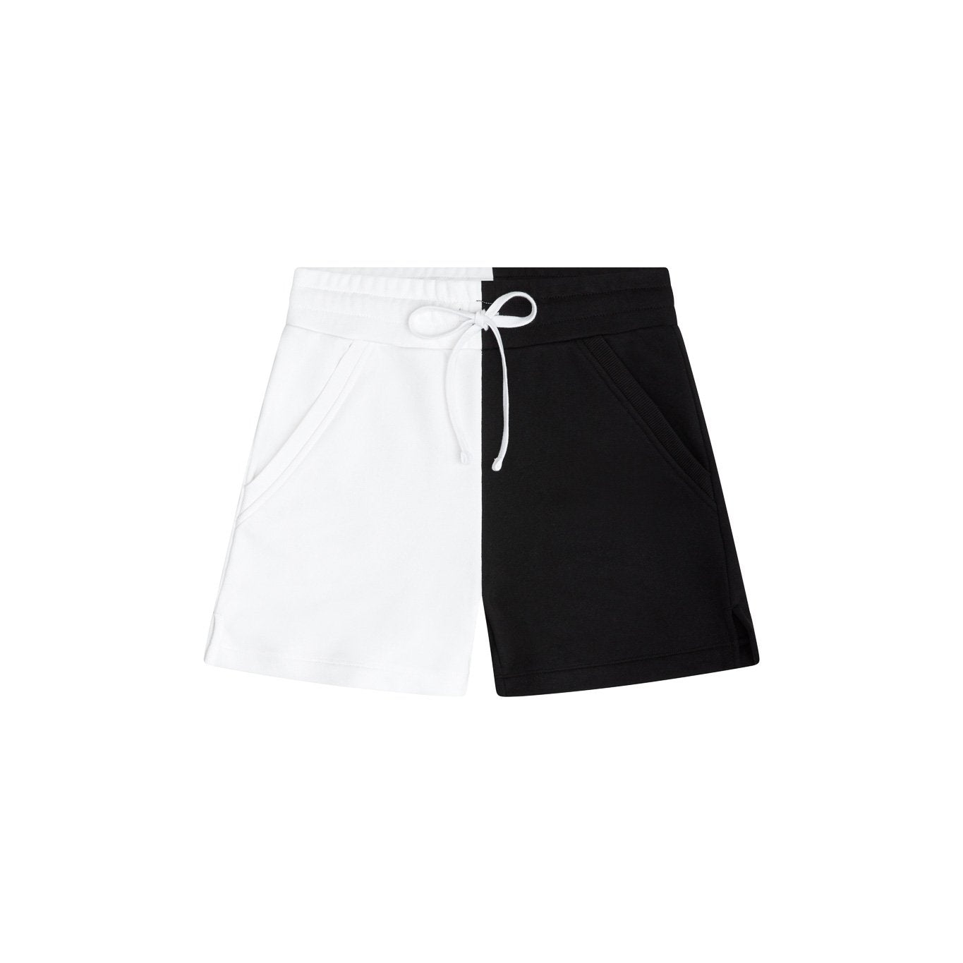 Colorblocked French Terry Shorts - Black & White image 0