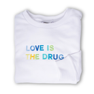 LOVE IS THE DRUG Polished French Terry Crew White <br /> Blue Shades image 1
