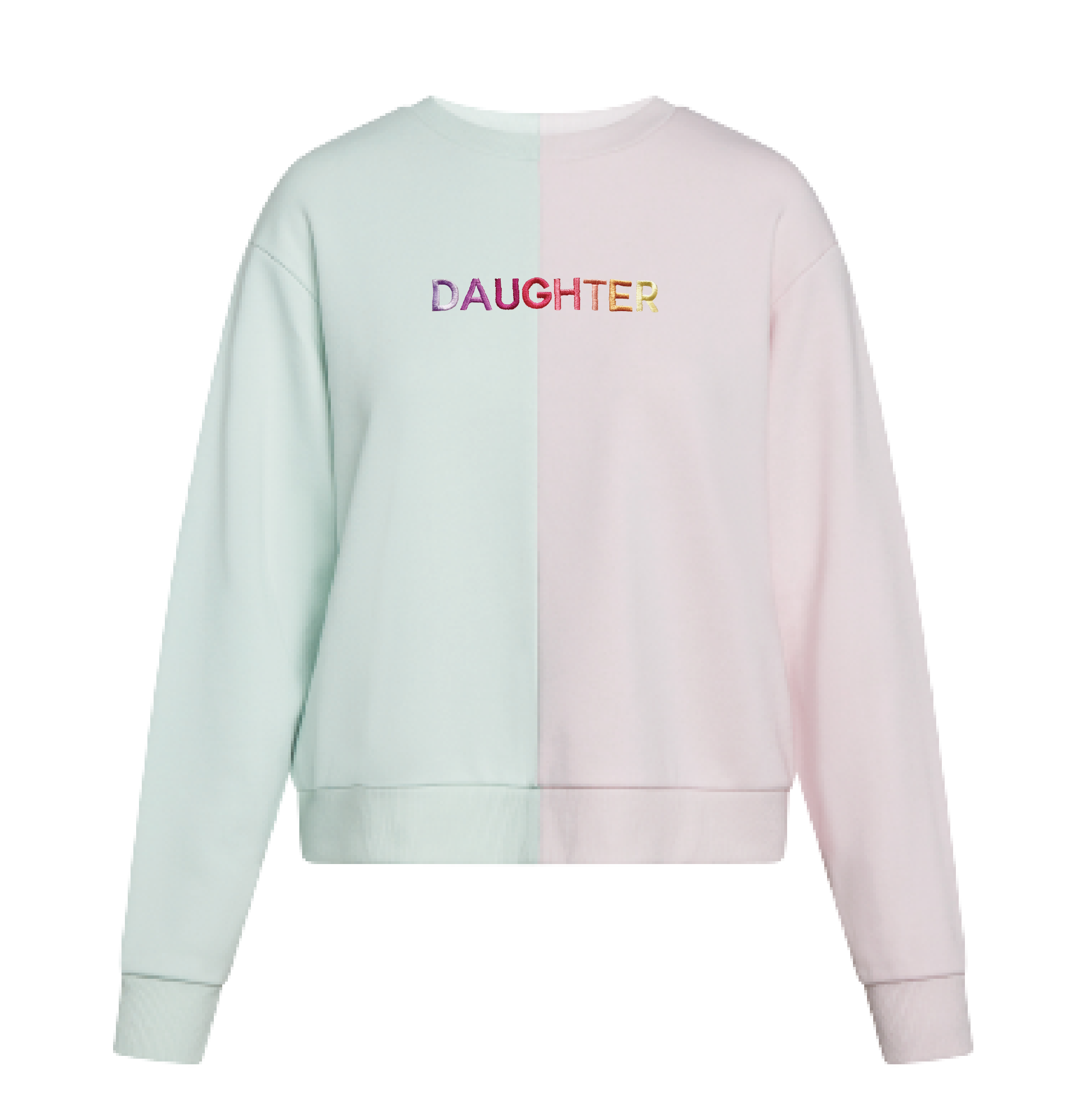 DAUGHTER Polished French Terry Crew Pale Lavender & Pale Mint<br /> Pink Shades image 1