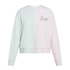 Sag Script Color-Block Polished French Terry Crew  Pale Lavender & Pale Mint image 0