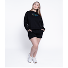 LOVE IS THE DRUG Polished French Terry Crew Black <br/> Blue Shades image 3