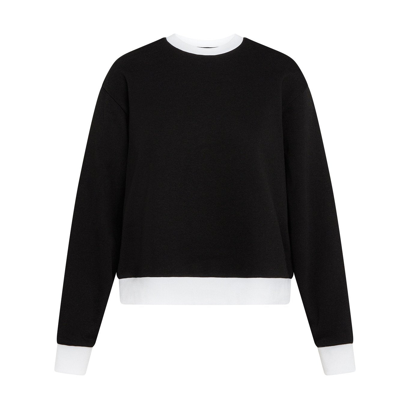 Black & White Contrast Trim French Terry Sweatshirt image 0