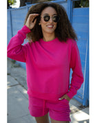 Solid French Terry Pocket Shorts - Hot Pink image 2