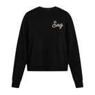 Sag Script Polished French Terry Crew Black Platinum Embroidery image 0
