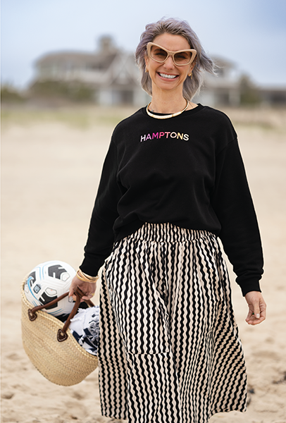 HAMPTONS Polished French Terry Crew Black <br /> Pink Shade image 2