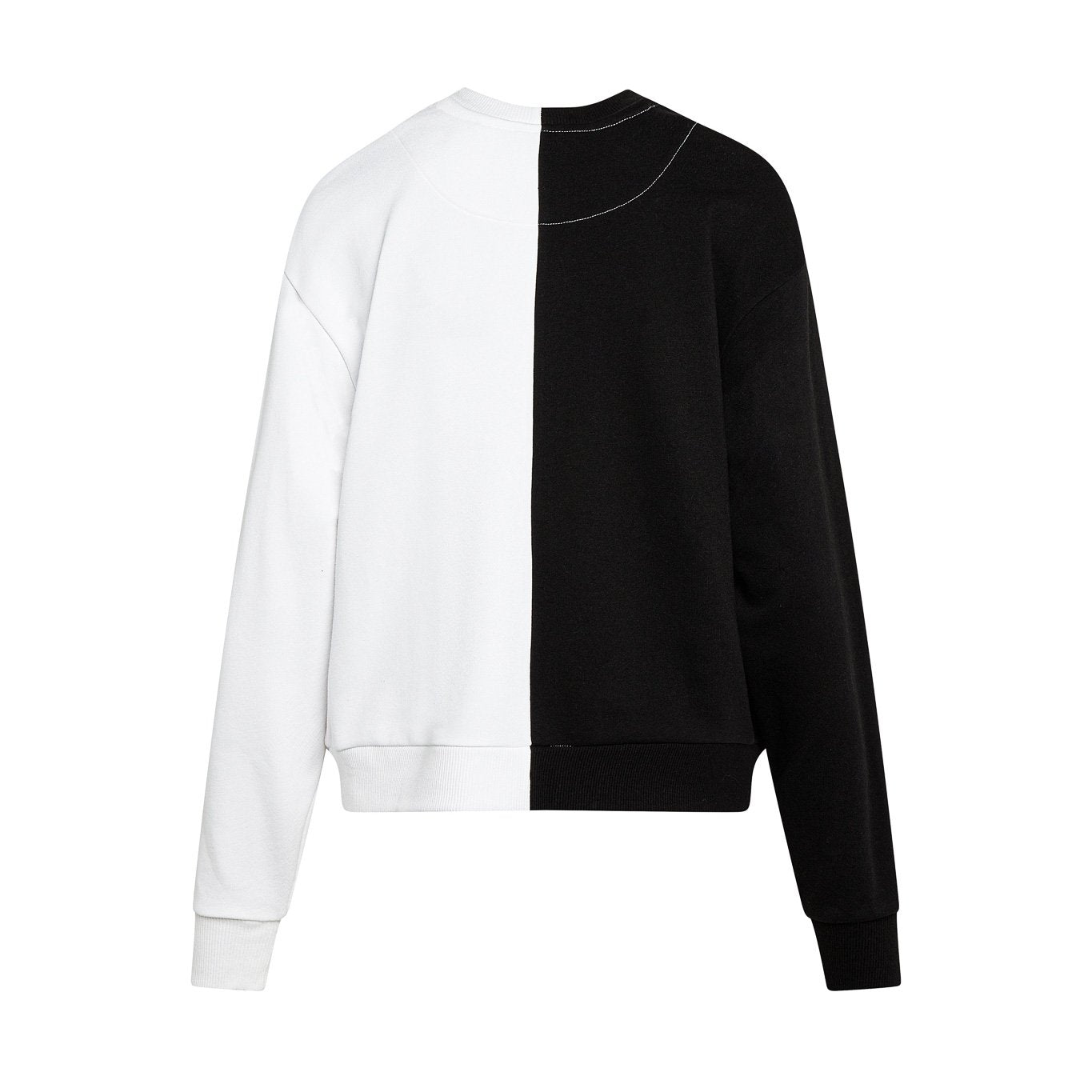 Colorblocked French Terry Crewneck Pullover - Black & White image 3