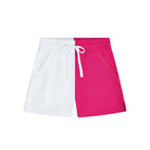 Colorblocked French Terry Shorts - Hot Pink & White image 0