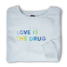 LOVE IS THE DRUG Polished French Terry Crew Pale Mint <br /> Blue Shades image 2