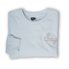 Sag Script Polished French Terry Crew Pale Mint  Platinum  Embroidery image 1