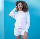 Solid French Terry Crewneck Sweatshirt - White image 1