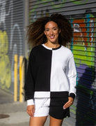 Black & White Multi-Mix Polished French Terry Crewneck Sweatshirt image 1