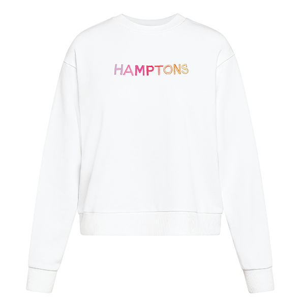 HAMPTONS Polished French Terry Crew White <br /> Pink Shades image 0