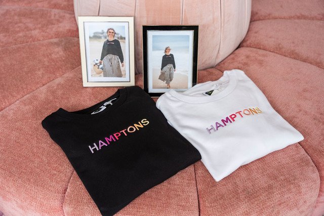 HAMPTONS Polished French Terry Crew Black <br /> Pink Shade image 1