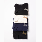 Sag Script Polished French Terry Crew Black Gold Embroidery image 2