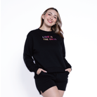 LOVE IS THE DRUG Polished French Terry Crew Black <br/> Pink Shades image 2