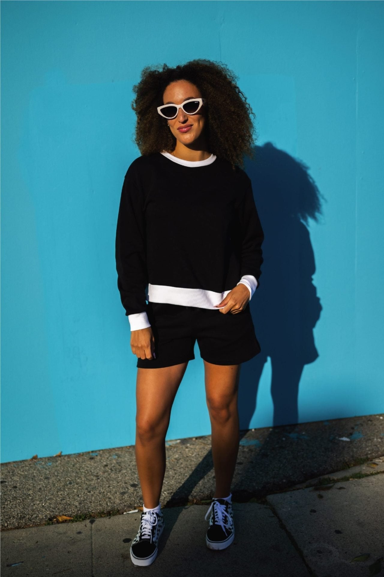 Black & White Contrast Trim French Terry Sweatshirt image 2