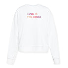 LOVE IS THE DRUG Polished French Terry Crew White <br/> Pink Shades image 0