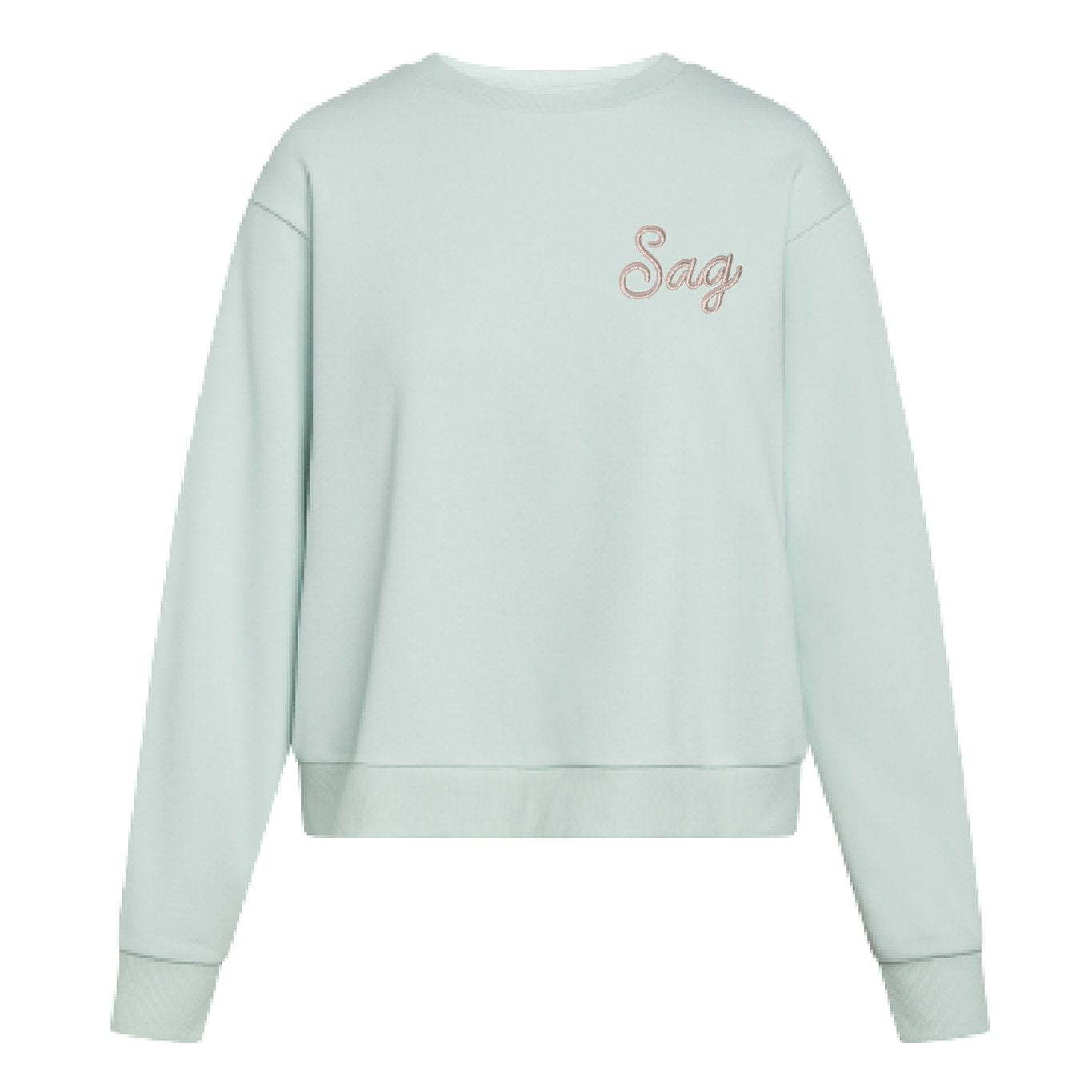 Sag Script Polished French Terry Crew Pale Mint  Platinum  Embroidery image 0