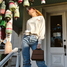 Sag Script Polished French Terry Crew Black Gold Embroidery image 3