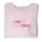 LOVE IS THE DRUG Polished French Terry Crew Pale Lavender <br/> Pink Shades image 1