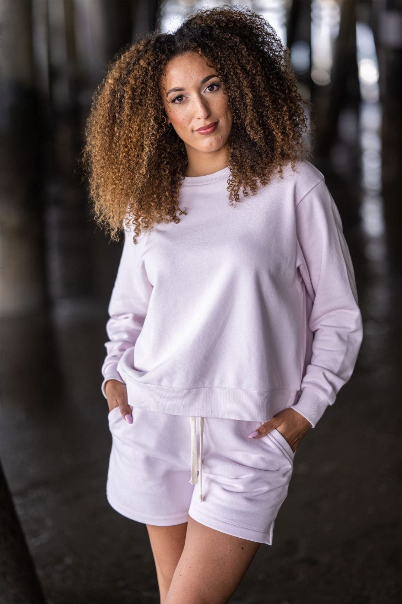 Solid French Terry Crewneck Sweatshirt - Pale Lavender image 1