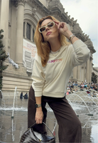 HAMPTONS Polished French Terry Crew White Sand<br /> Pink Shades image 4