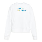 LOVE IS THE DRUG Polished French Terry Crew White <br /> Blue Shades image 0