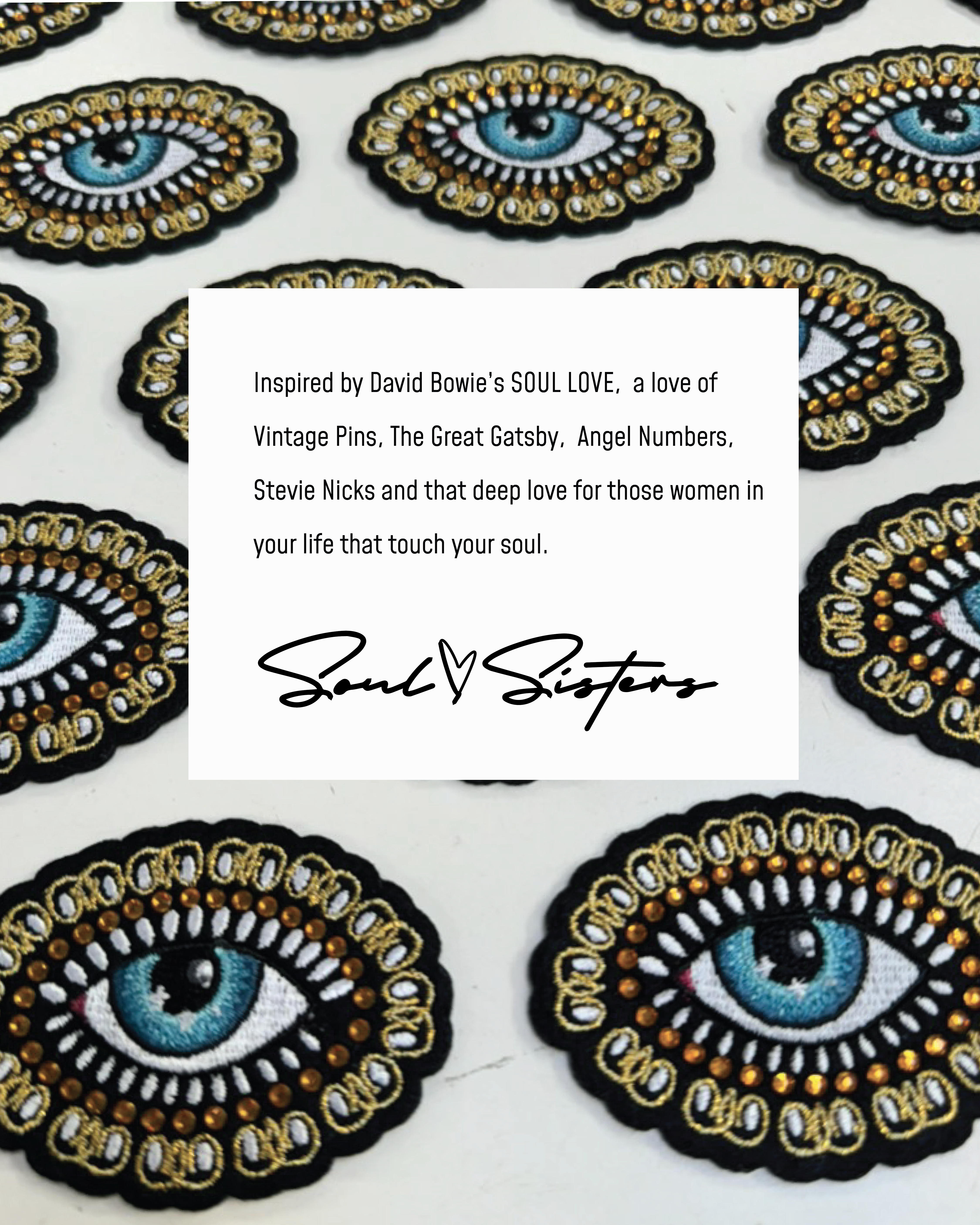 Soul Sister Eye Jeweled Patch Crew - Evening Blue image 2